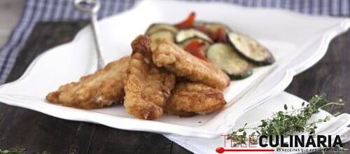 Filetes de perca marinados em cerveja