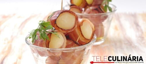 Batata nova no forno com bacon