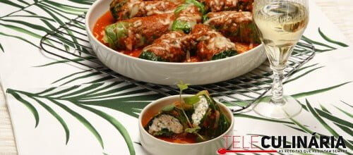 Lasanha embrulhada com requeijão