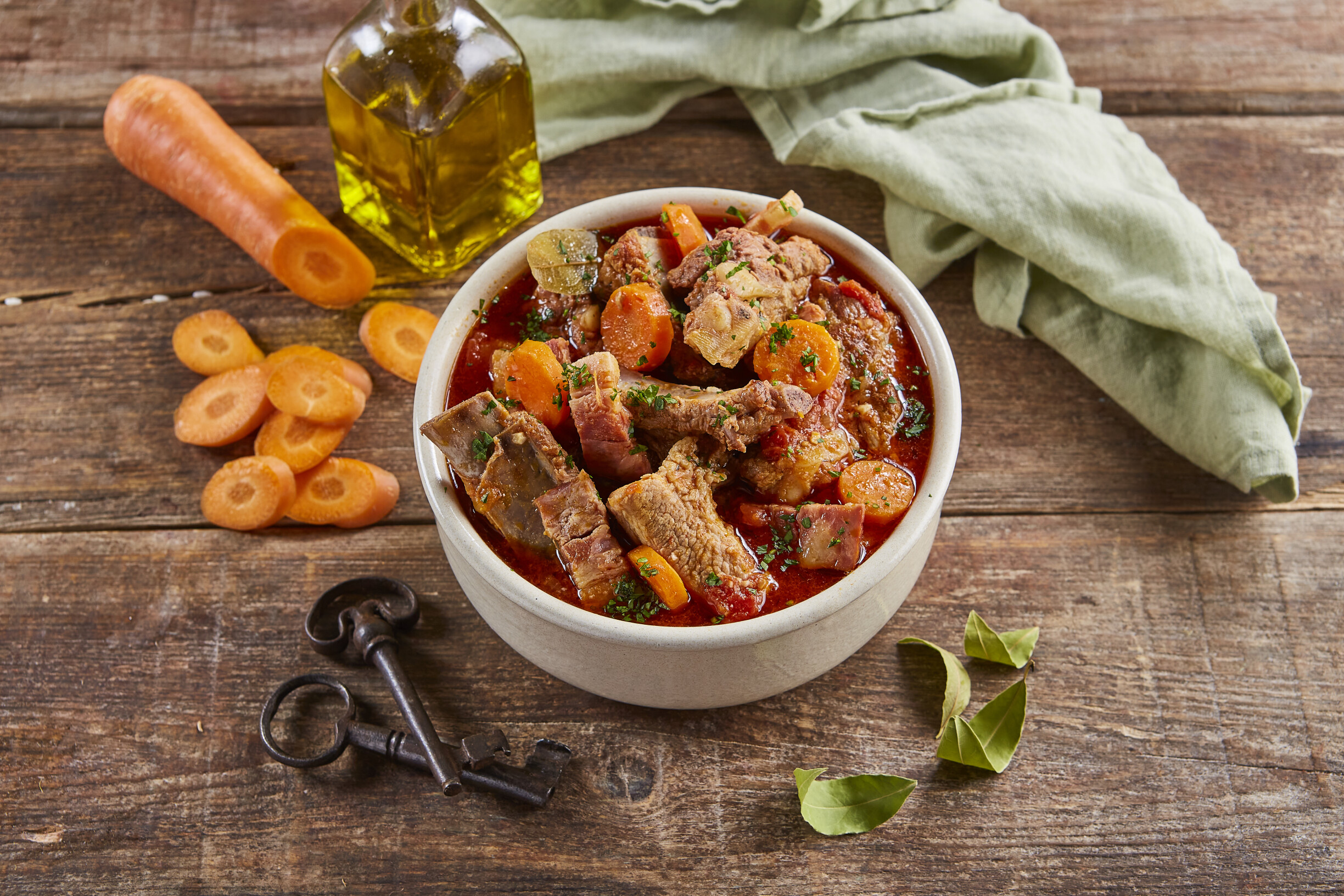 Entrecosto estufado com cerveja