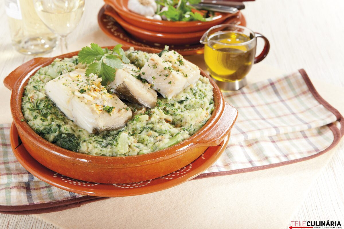 Bacalhau assado com couves