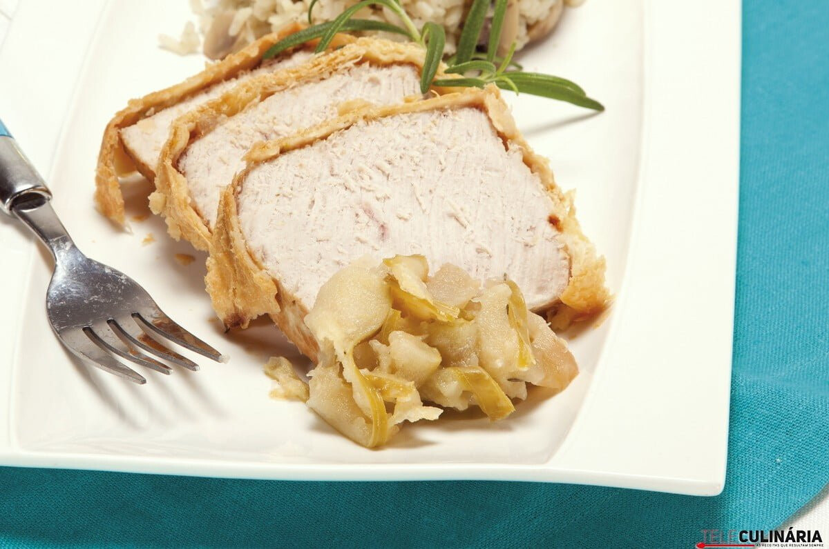 Lombo de porco e maçã em massa folhada