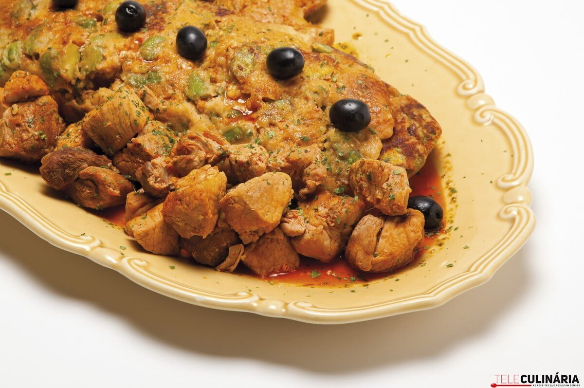 Migas de favas com carne