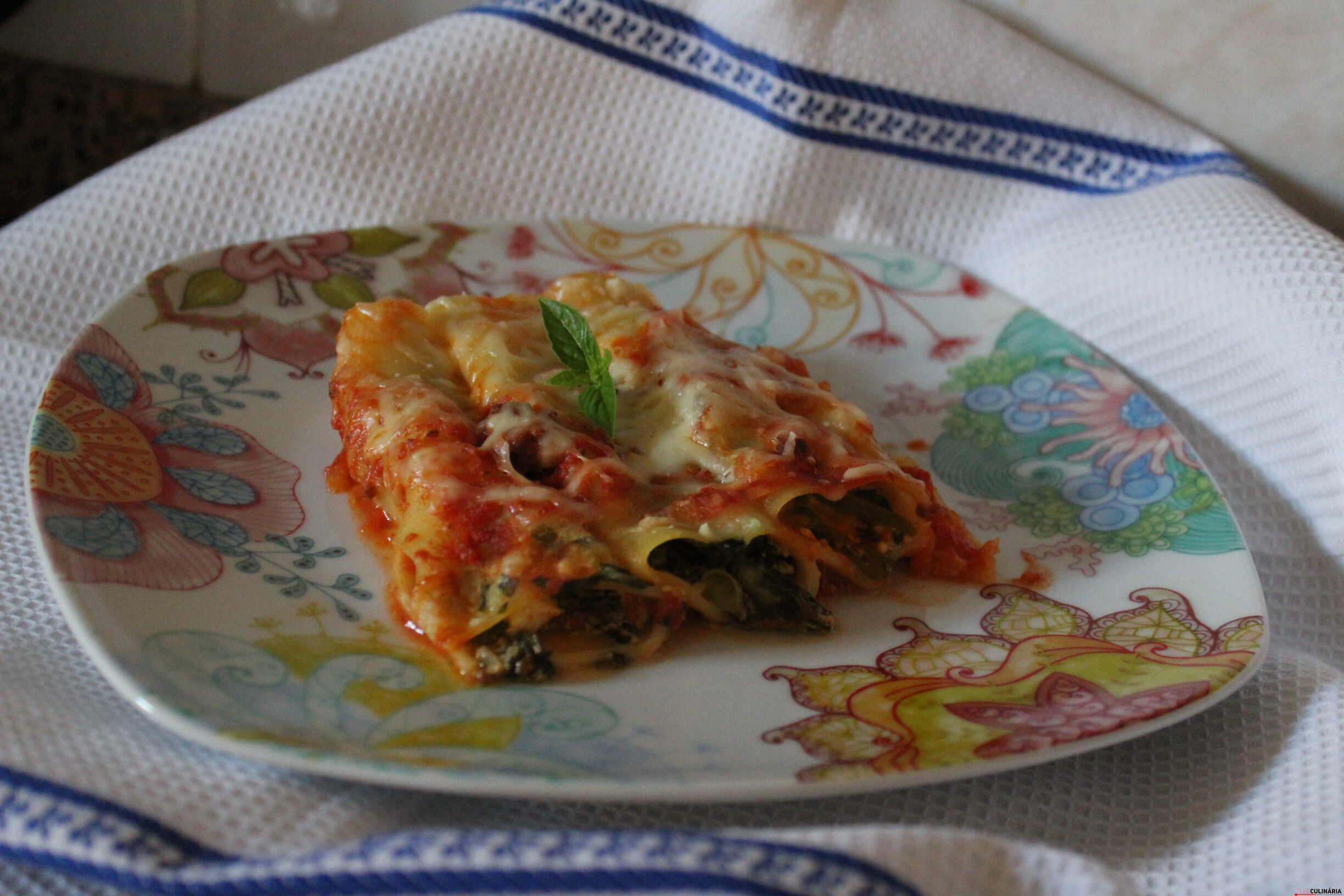 Canelones de ricota e espinafres com molho italiano