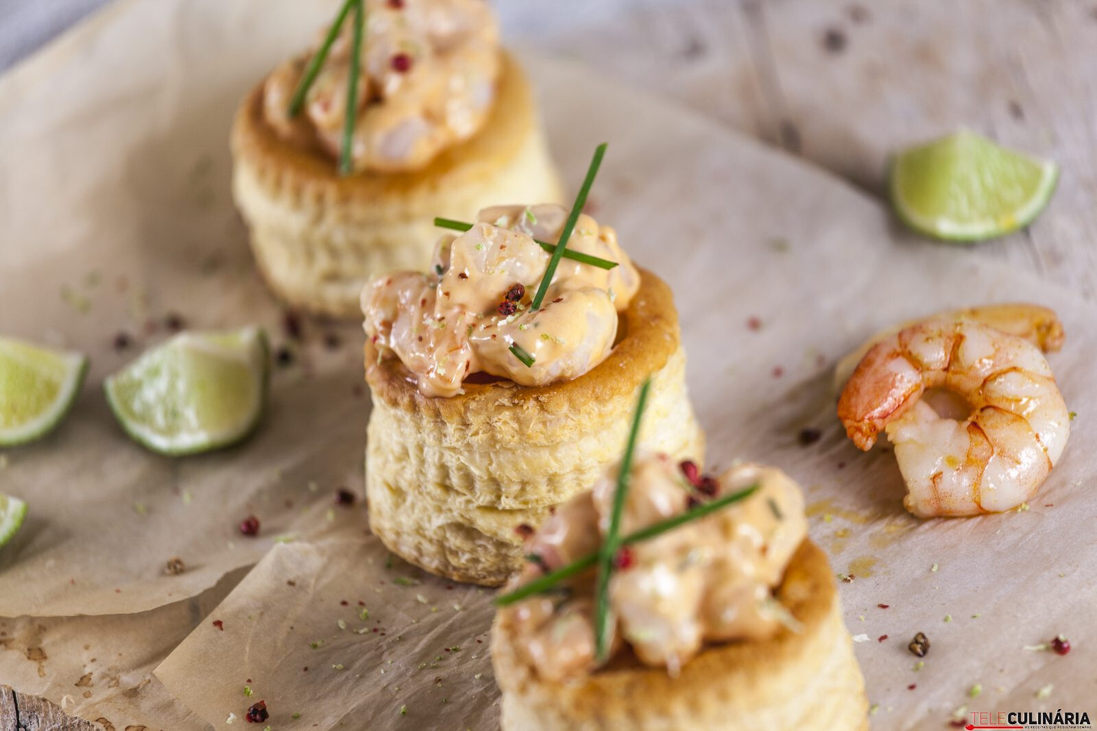 Folhadinhos de camarão