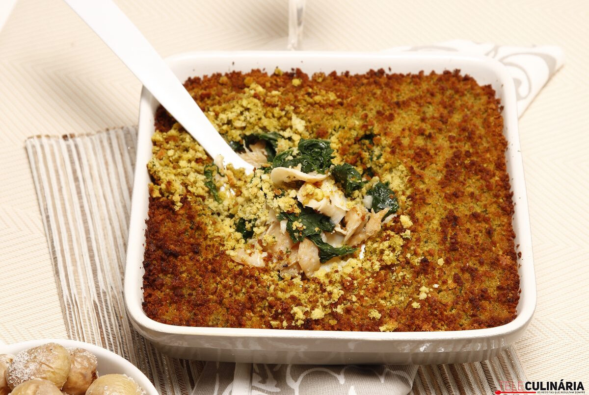 Receita de Bacalhau com broa e grelos