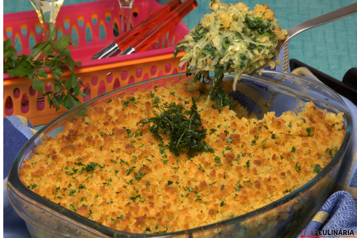 Escondidinho de bacalhau com grelos