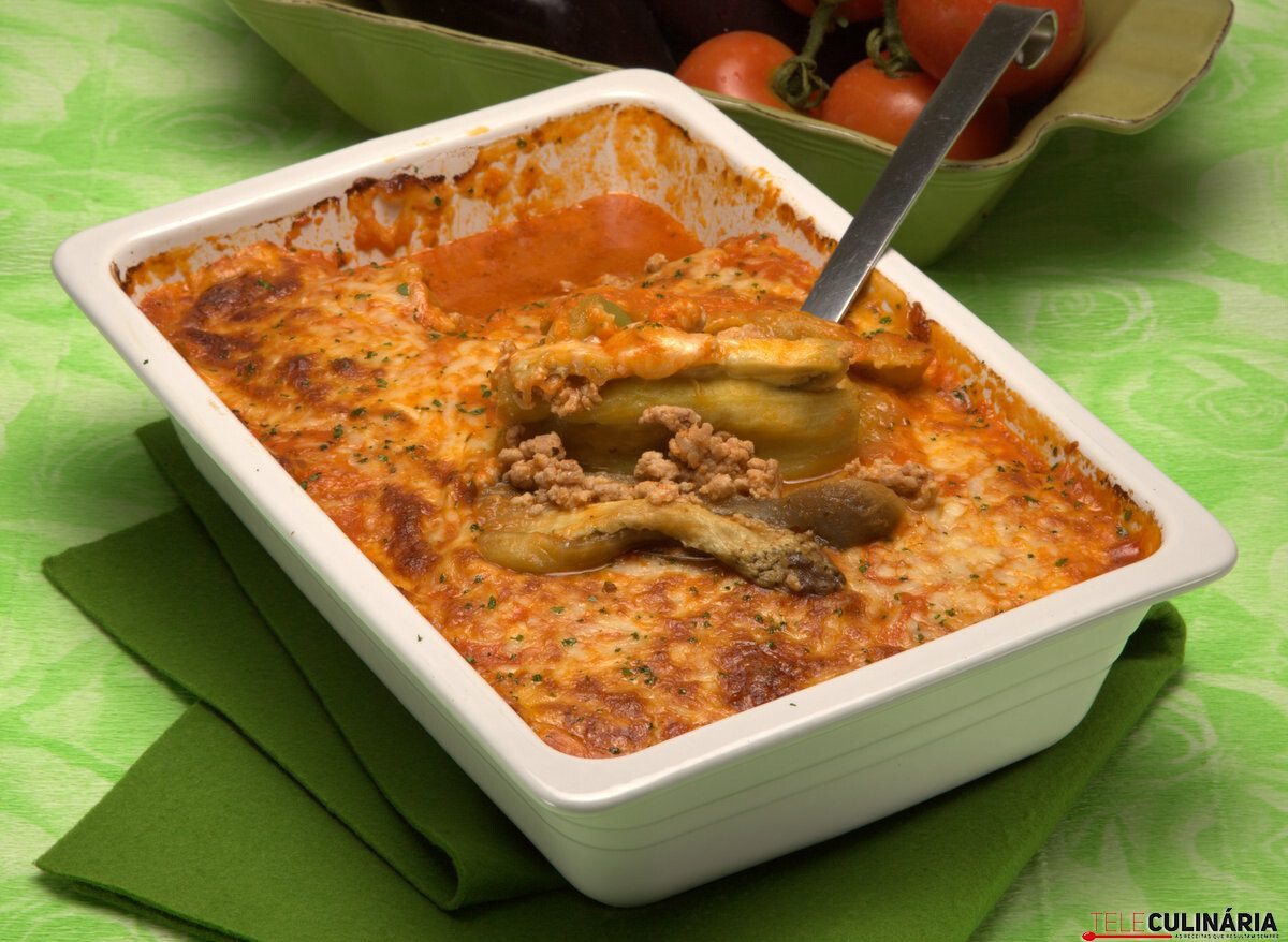 Lasanha de beringela e peru