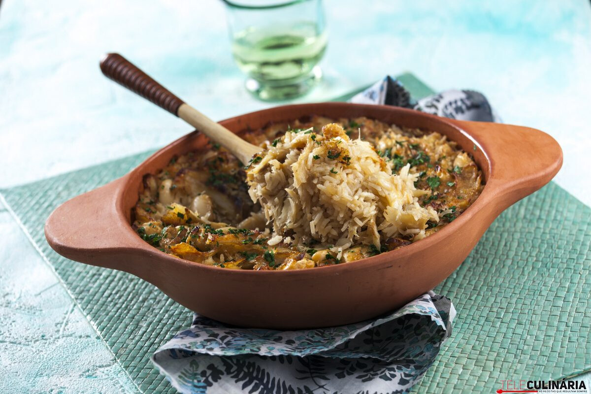 Arroz de bacalhau no forno