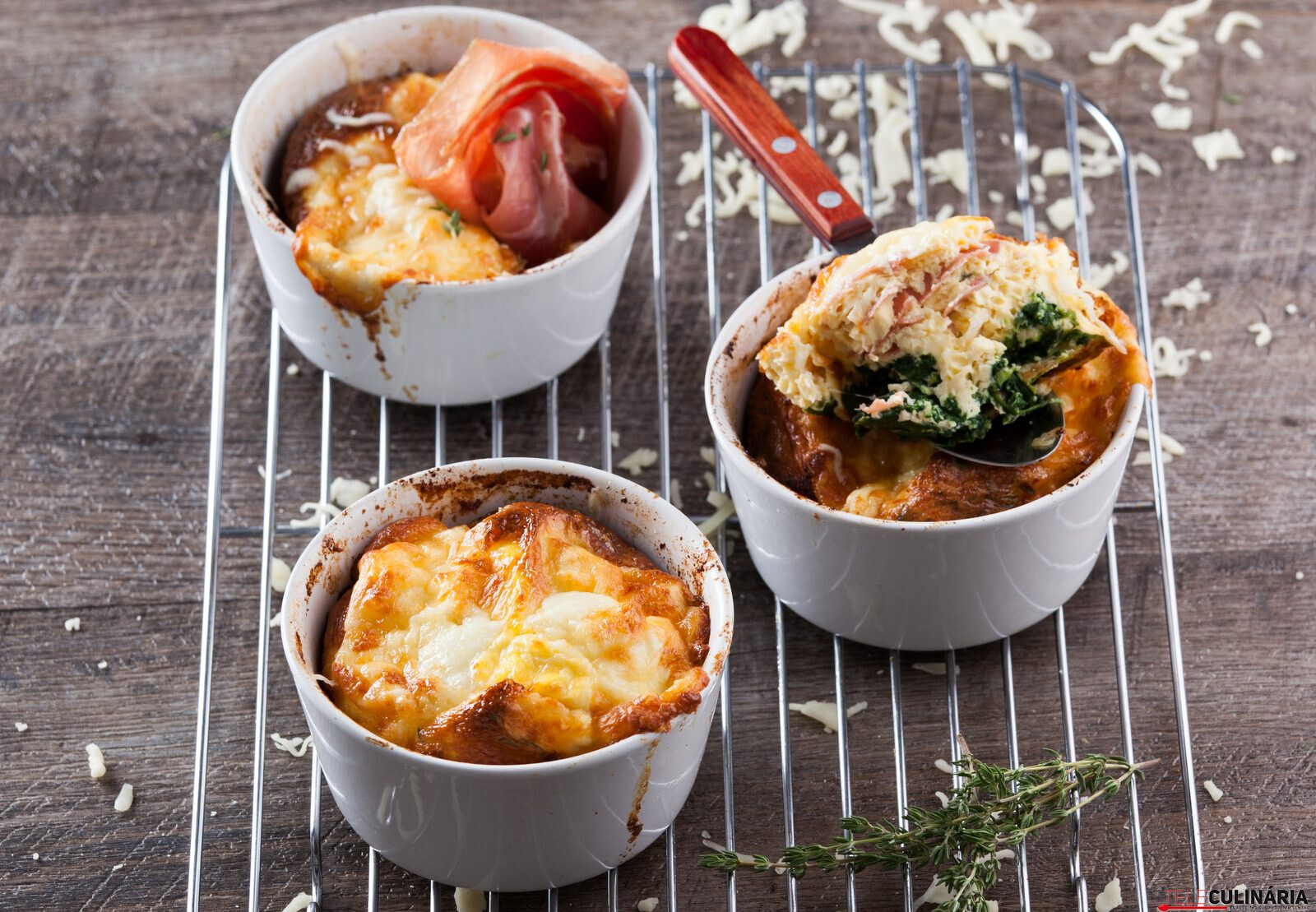 Soufflé de espinafres e presunto