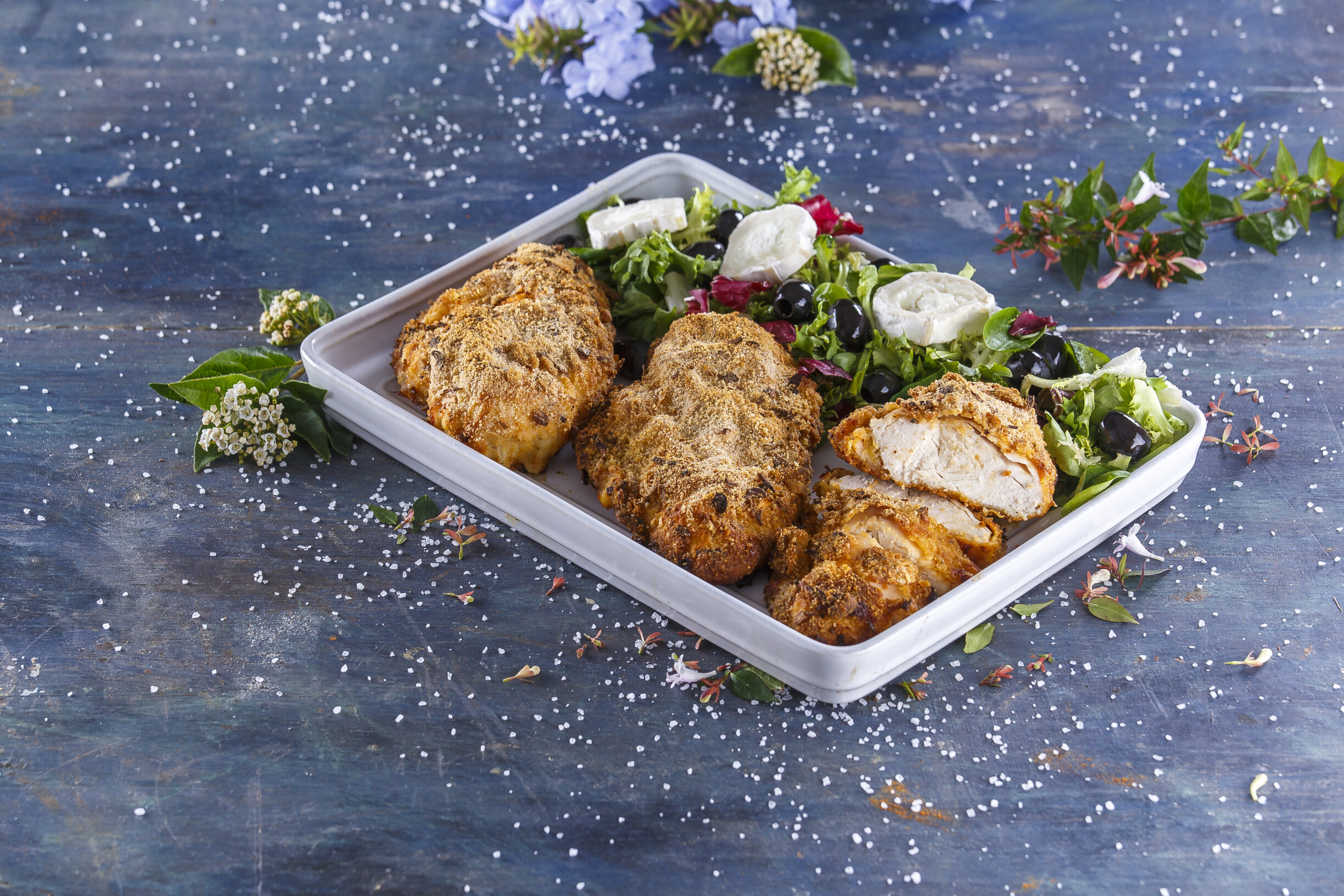 Frango com crosta de cebola