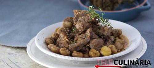 cabrito assado com castanhas