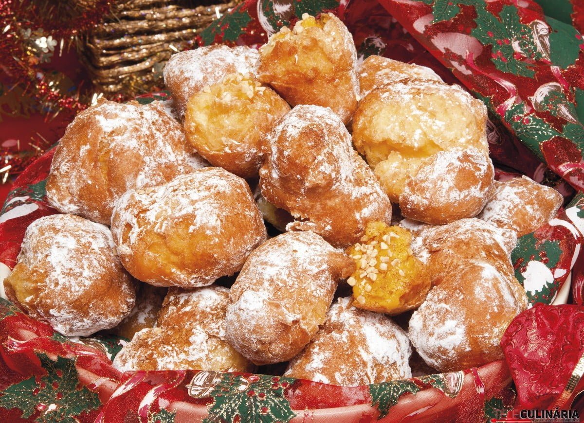 Sonhos recheados com creme de amêndoas @Teleculinária