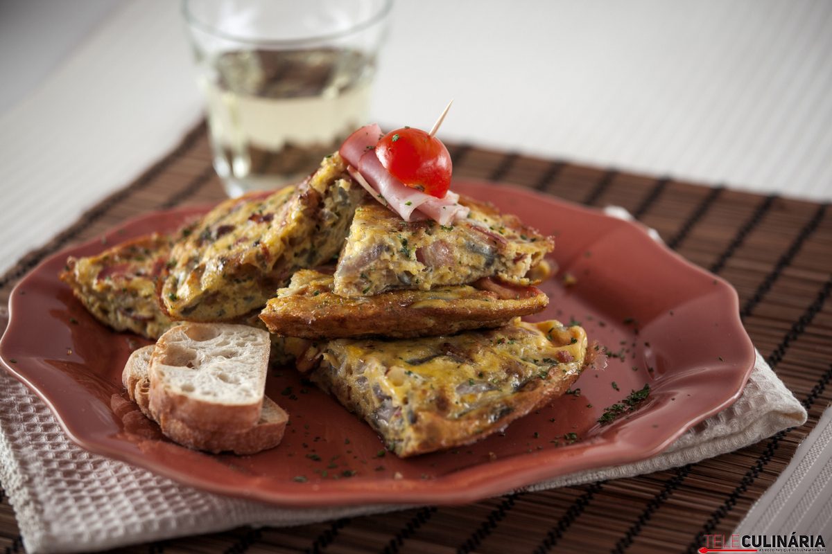 tortilha de bacon e cebola