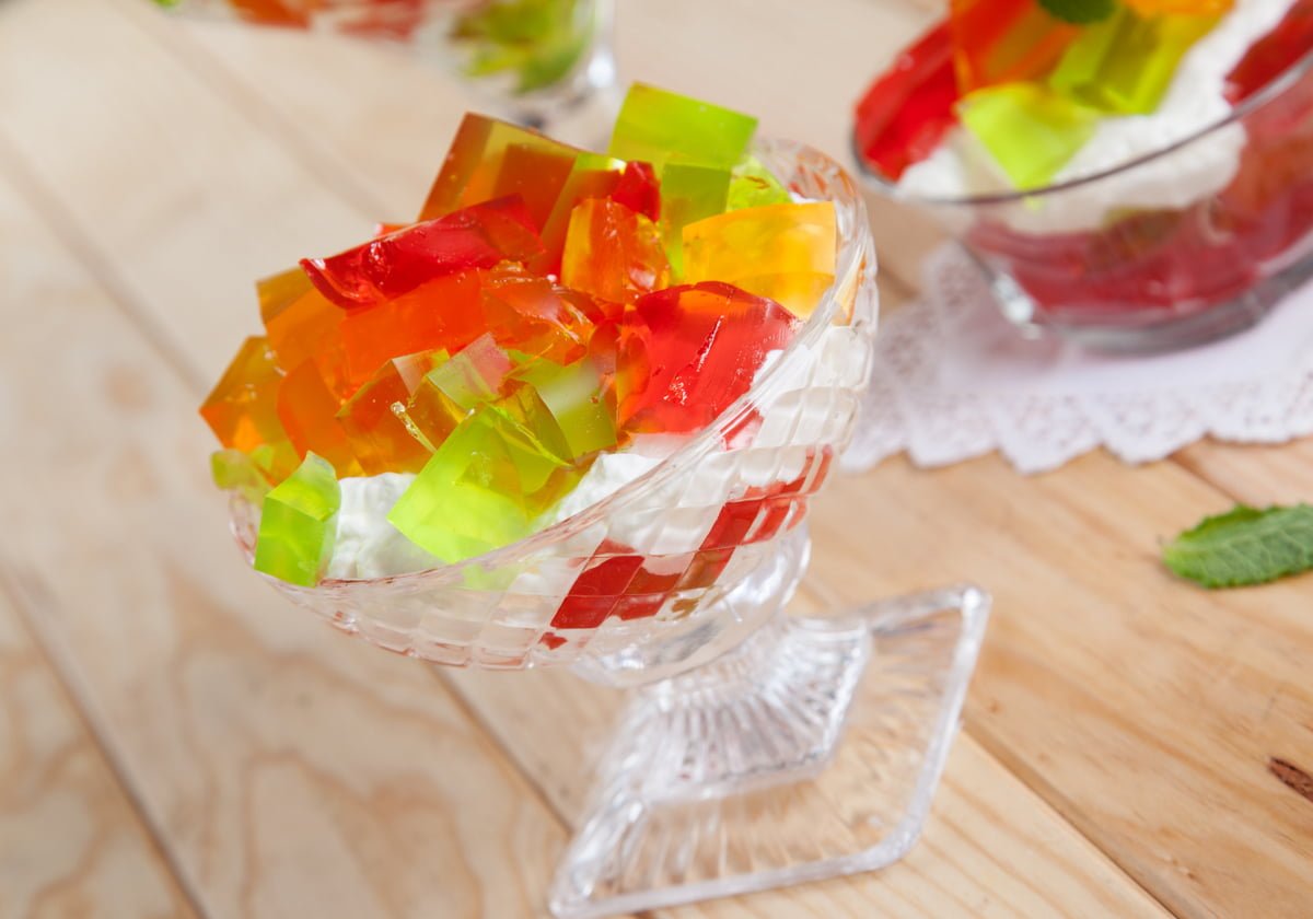 tacinhas de gelatina em creme