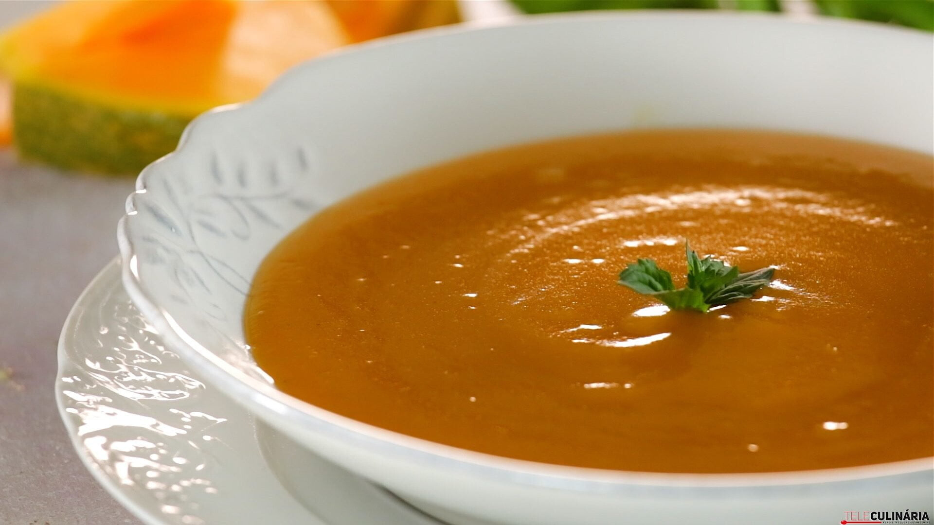 Pumpkin soup with mint
