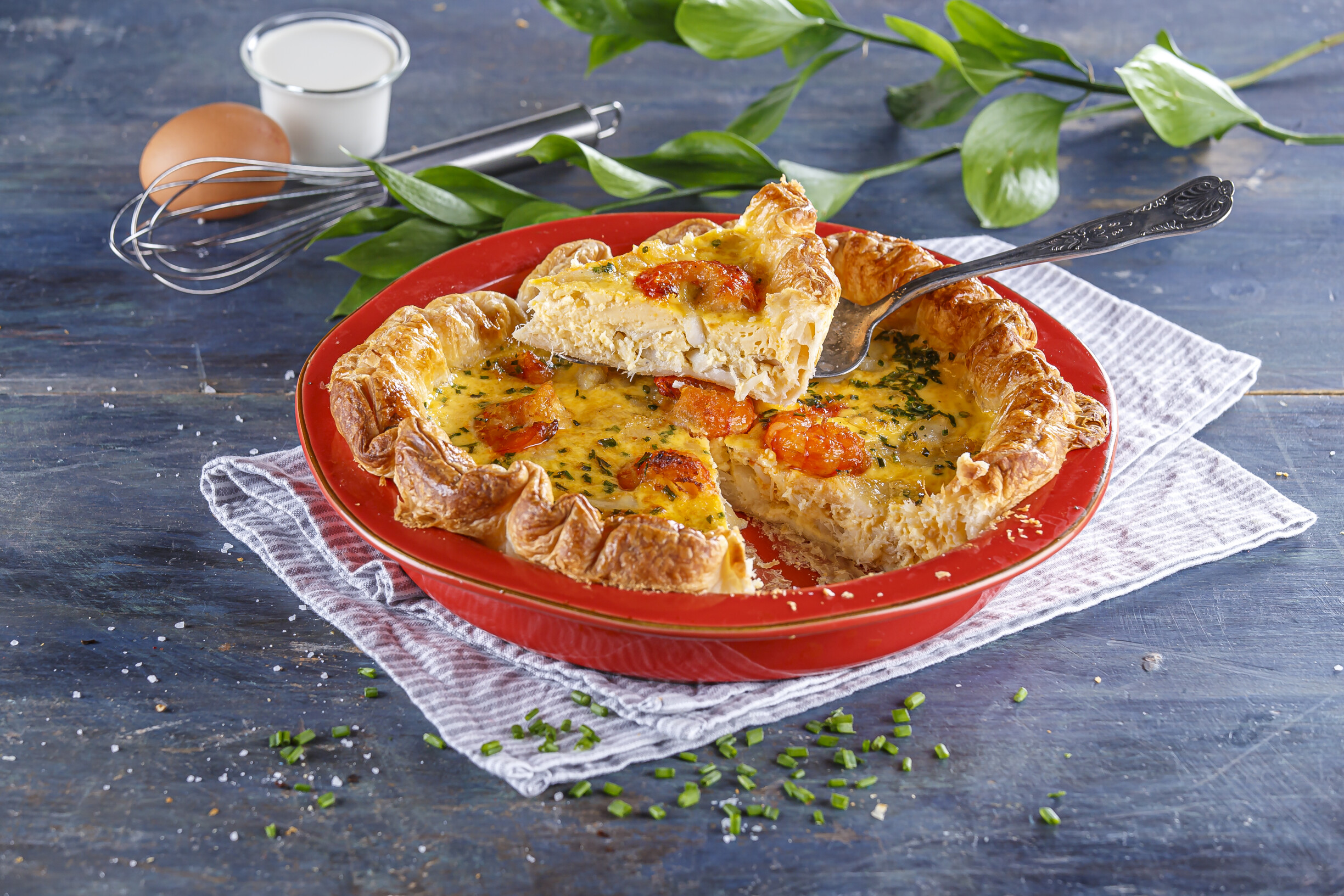 Quiche de bacalhau com camarão