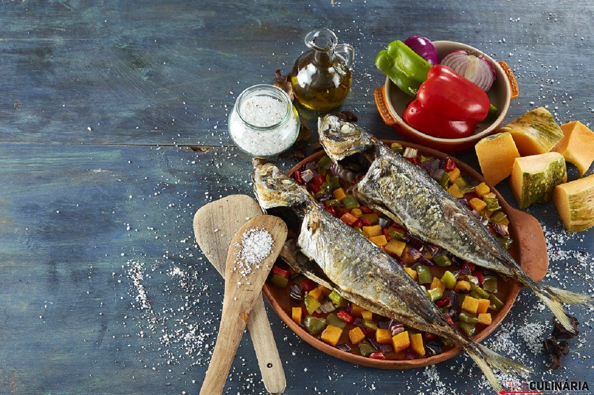 Receita de Carapaus assados com legumes