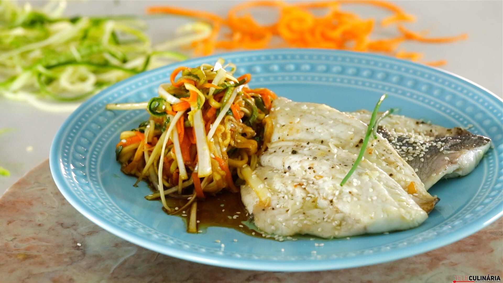 Filetes de dourada com legumes