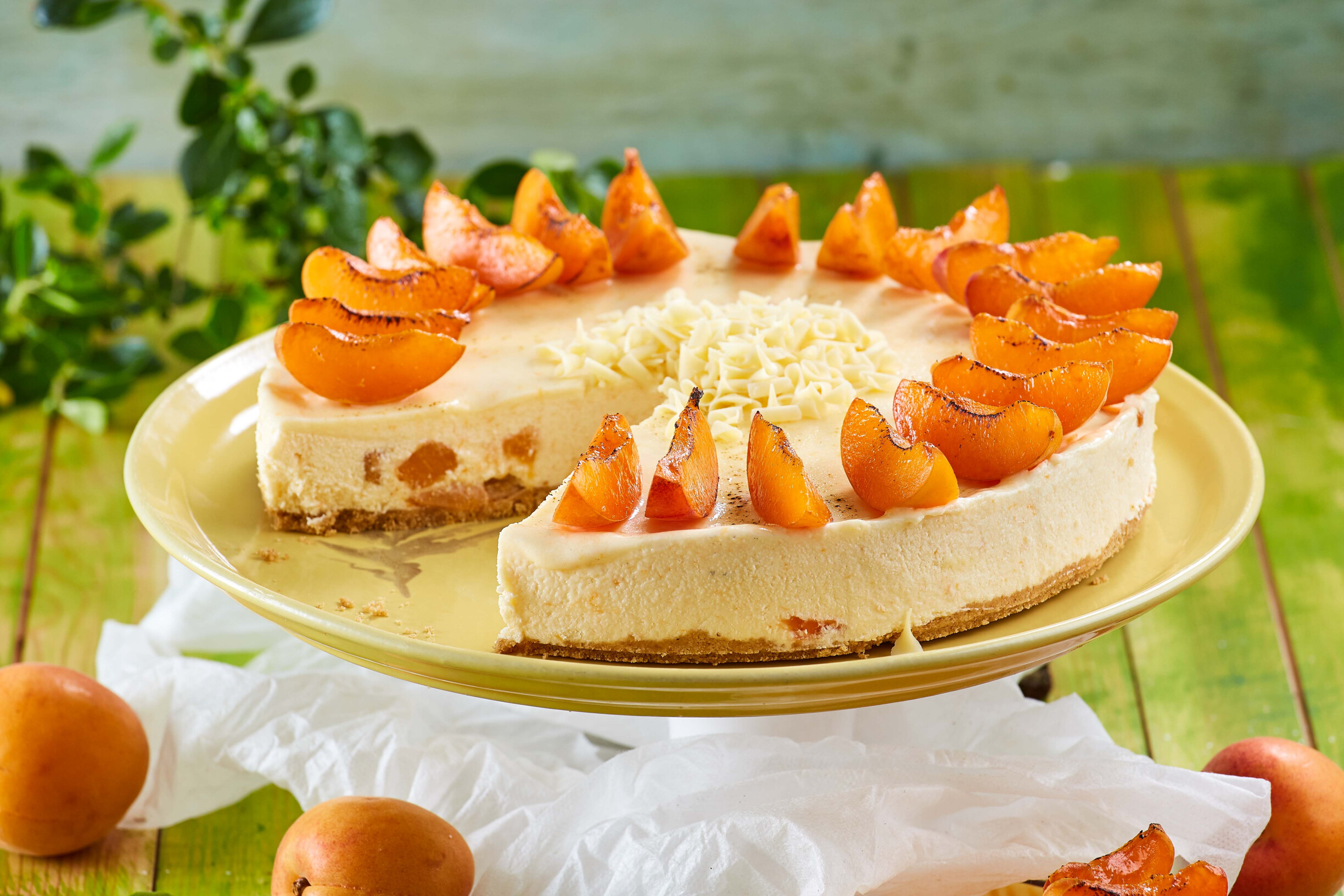 Cheesecake de chocolate branco e alperces