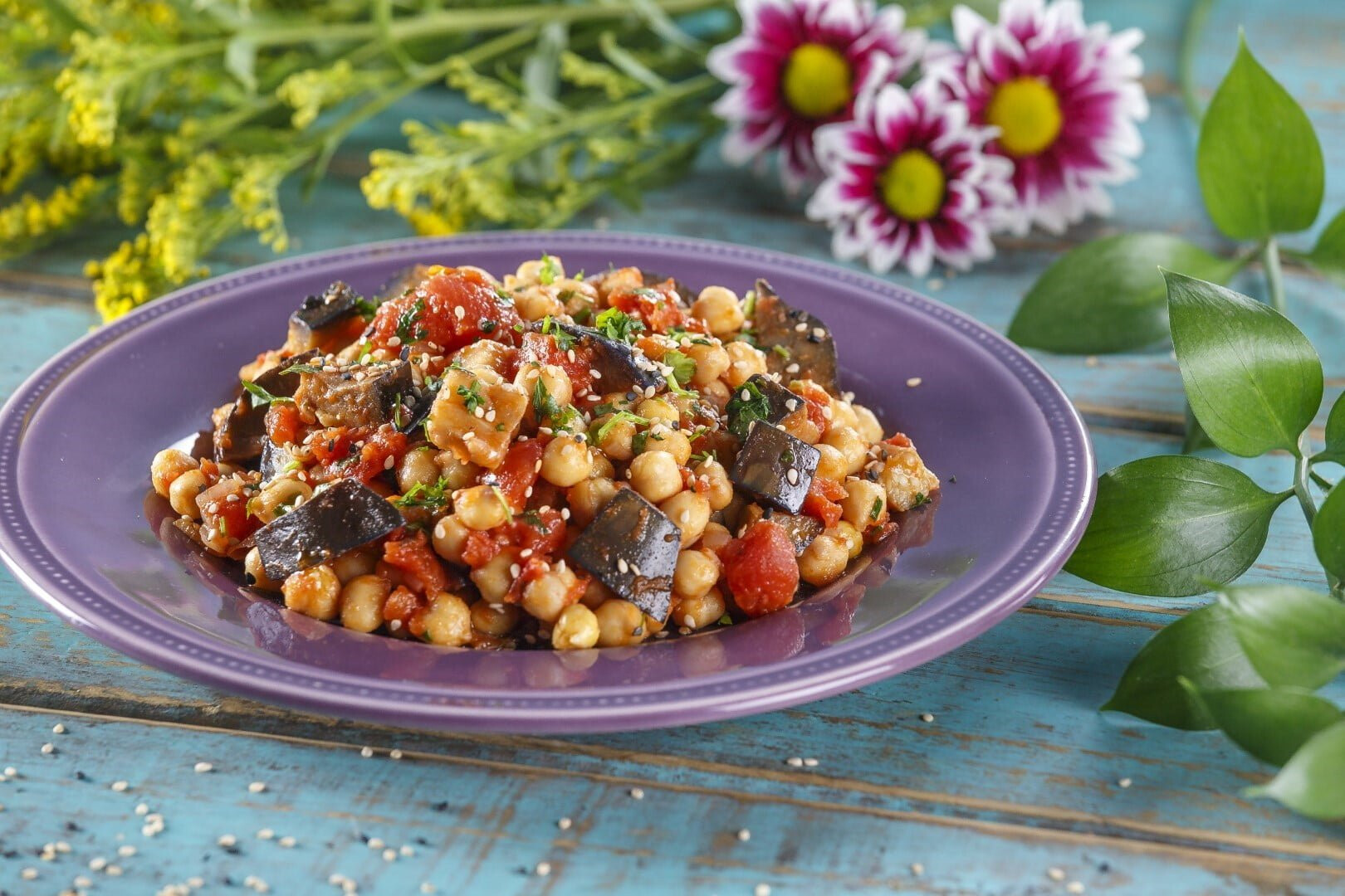 Salada de grão com beringela (receita especial para grávidas)