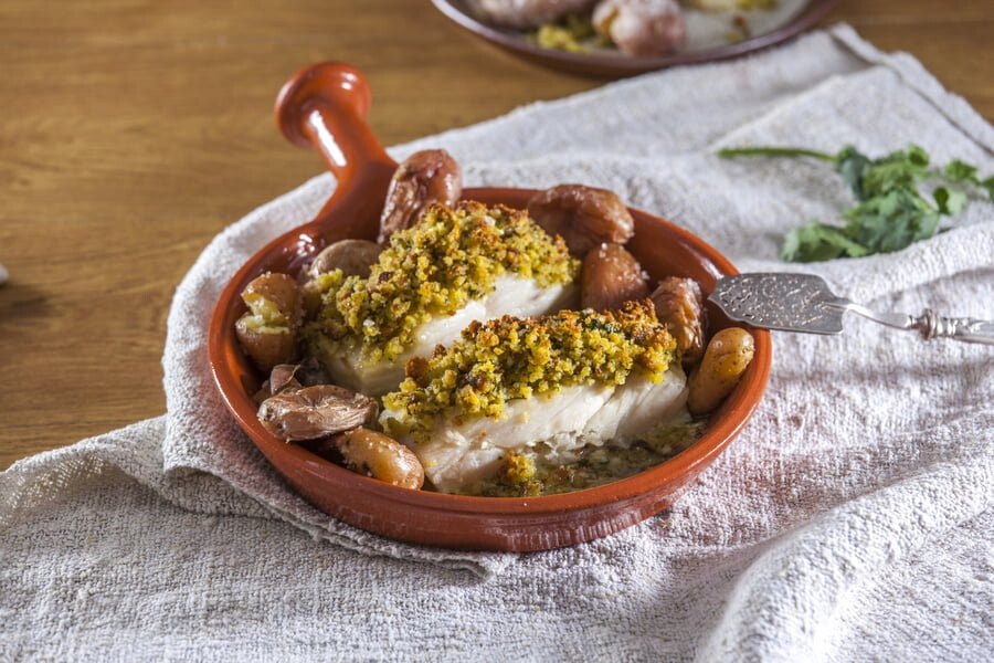 Bacalhau com broa de milho