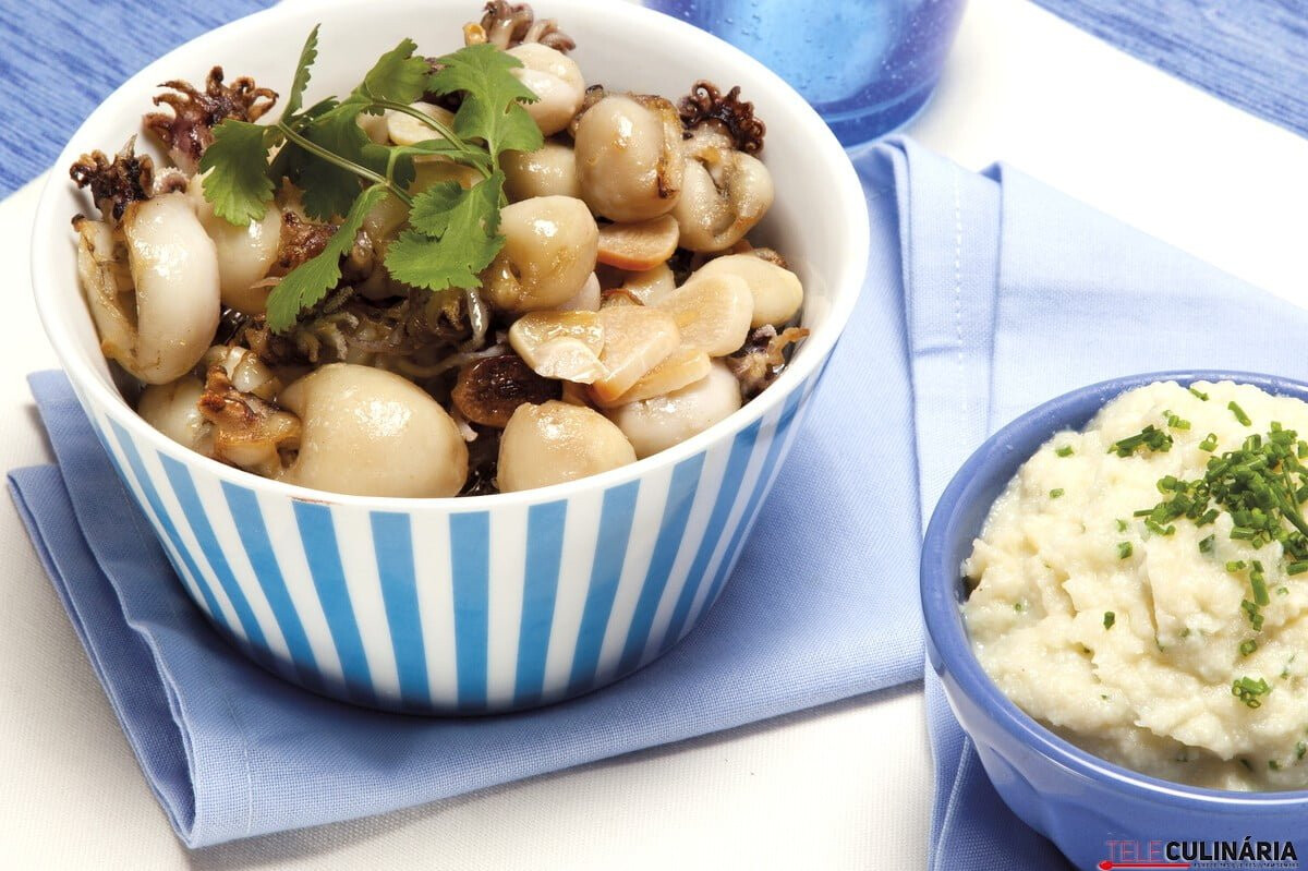 Chocos com puré de couve-flor