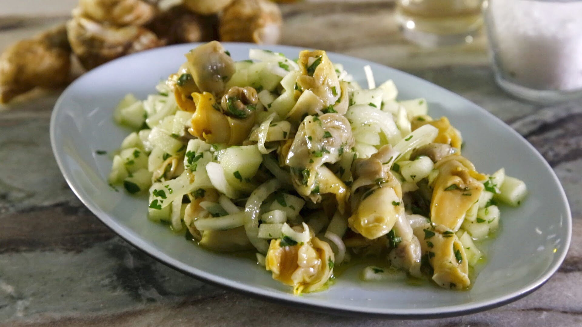 Salada de buzinas com maçã