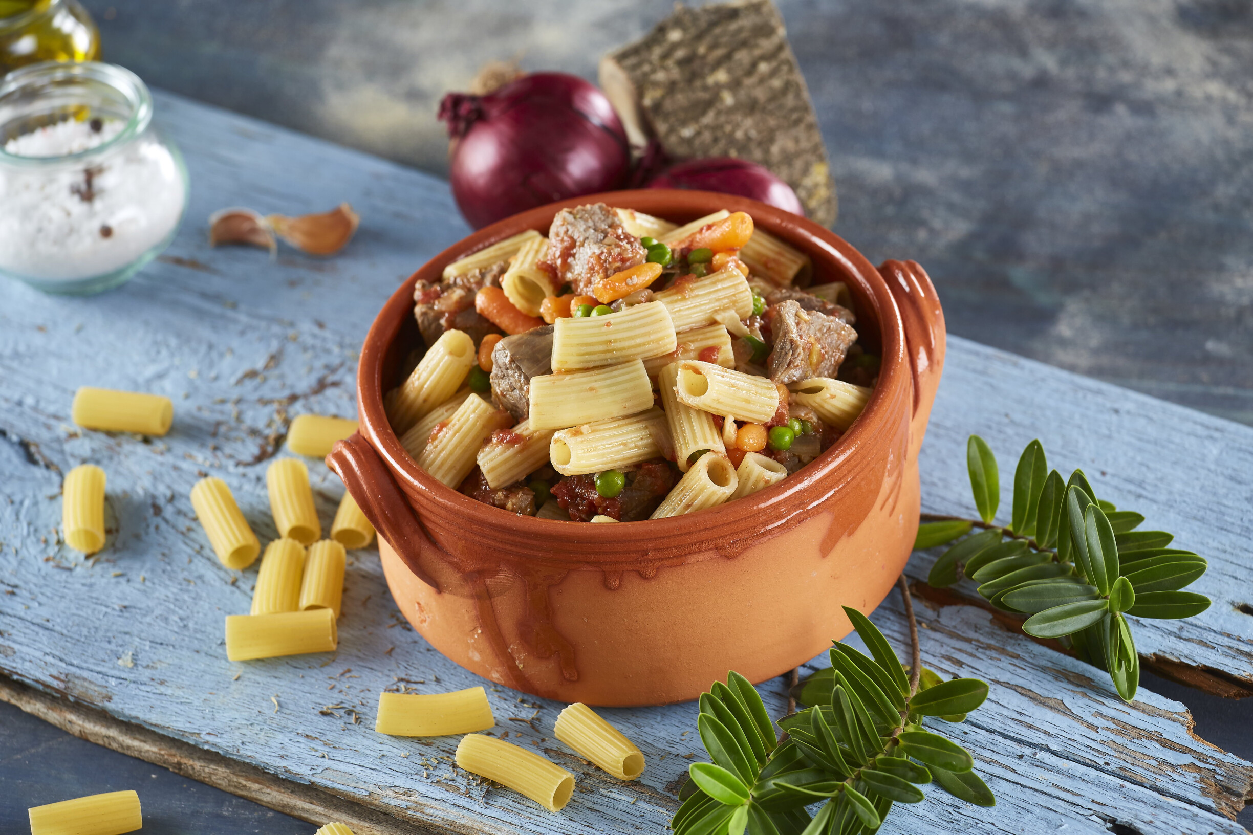 Jardineira de macarrão